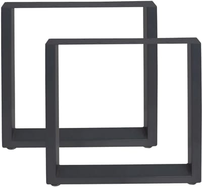 Set van 2 tafelpoten – Voor woonkamer, kantoor, bureau of bank – Rechthoekig met vloerbeschermers – Zwart – Afmetingen: 80 x 72 cm