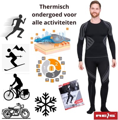 Thermisch ondergoed voor alle activiteiten, maat L - XL, heren set, thermoshirt en thermobroek, kleding, sport, winter