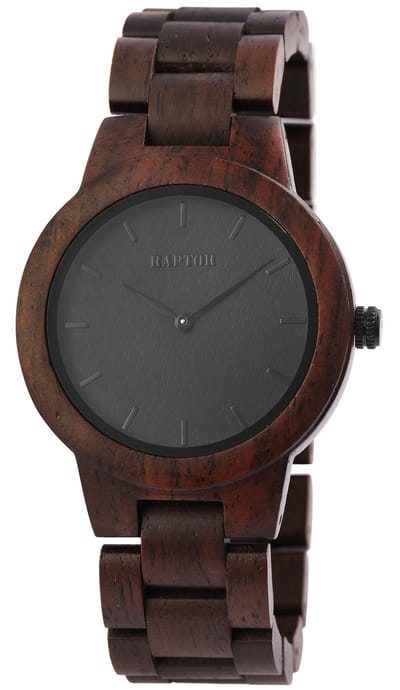 Raptor Dameshorloge hout van hout met Mineralglas
