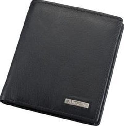 Alassio mini portemonnee, leer, staand formaat, zwart