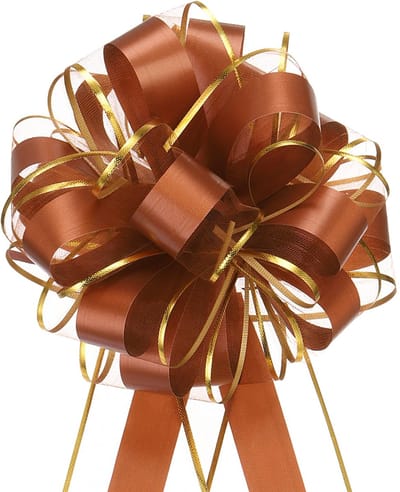 5 stuks 20,3 cm grote gouden geschenkstrikken, organza geschenkstrikken voor de auto, voor bruiloftsmanden, kerstcadeaus, koffiegeschenken, 5 stuks