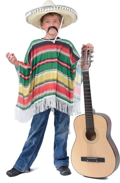 Vegaoo - Gekleurde klassieke Mexicaanse poncho voor kinderen