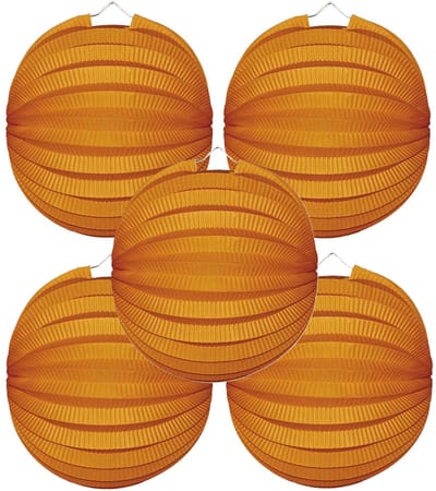 5x Lampionnen oranje 22 cm