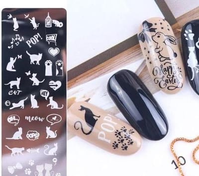 Plaques d'estampage pour ongles - feuille, fleurs, papillon, chat - pochoirs design manucure - stz-n10 [stz-n11]