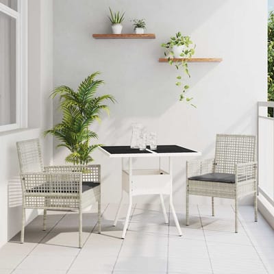 vidaXL - Tuin - Eettafel - Set - 3 - st - Lichtgrijs - poly - rattan
