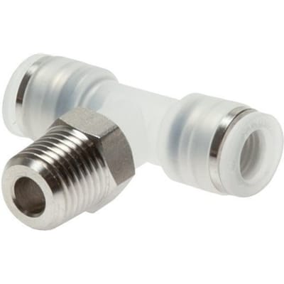 4mm x R1/8'' inline T-stuk PA/RVS Insteekfitting Buitendraad FDA Draaibaar EPDM