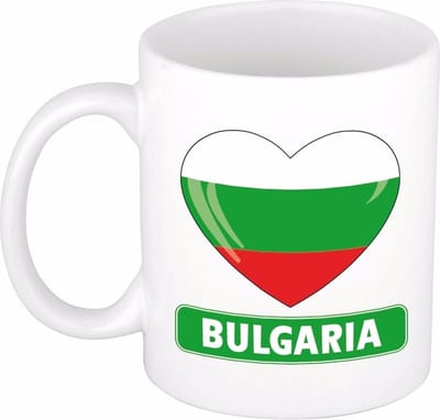 Hartjes vlag Bulgarije koffiemok - drink beker - white - 300 ml - Bulgaria - Supporters - cadeau - landen - feestartikelen