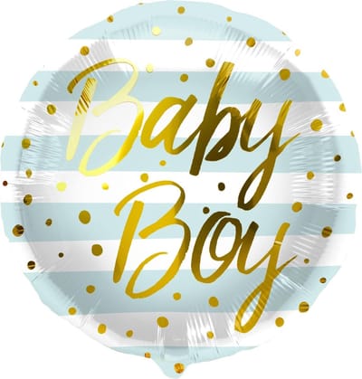 Folat - Folieballon 'Baby Boy' Strepen Blauw - 45 cm