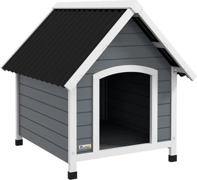 Hondenhok - Buiten - Bench - Ren - Weerbestendig - Kennel - Rek - Grijs