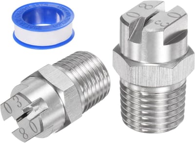 Set van 2 platte ventilator spuitmonden, 80 graden, 1/4 BSPT mannelijke roestvrijstalen drukreinigers, vervangingen voor hogedrukreinigers en accessoires