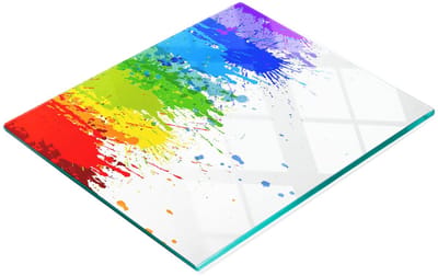Multifunctionele decoratieve glazen snijplank voor in de keuken met regenboogstippen, 60x52 cm