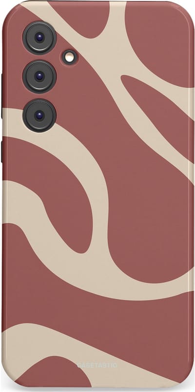 Casetastic Hoesje Geschikt voor Samsung A35 - Stijlvolle Beschermende Duo-layer Case - Terracotta Mediterranee Golven