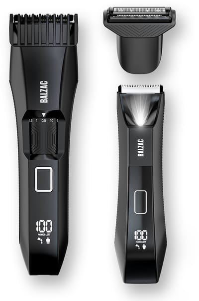 BALZAC® Baardtrimmer PRO - Bodygroomer Mannen 5.0 - Waterdicht - Titanium Scheerblad - 20 Lengte-Instellingen - Trimmer Mannen - Beard & Balls Bundel Incl. E-Book
