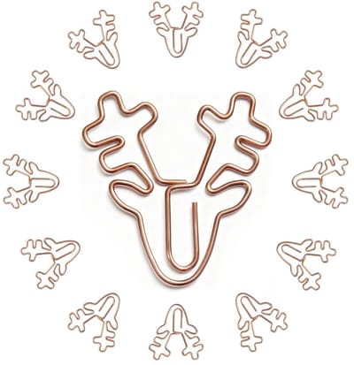 Dailygoods- Kerstpaperclips 100 Stuks - Gouden Bladwijzers - Kerstboom/Hert/Geschenkdoos/Ster - Feestdecoratie - Kantoor/Schoolbenodigdheden - Voeg charme toe aan kaarten