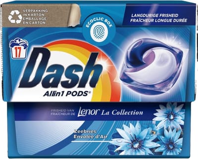 Dash - Lenor Collectie - Wasmiddel Capsules - All-in-1 Pods - Witte en Gekleurde Was - Zeebries - 17 Wasbeurten