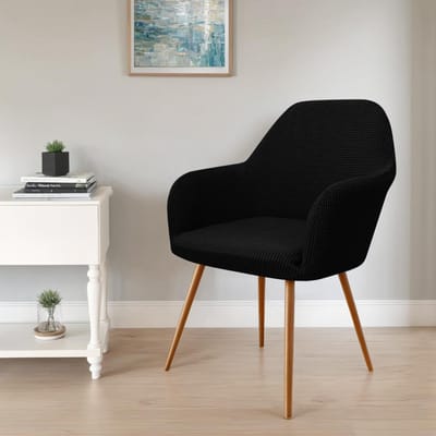 Housse de Fauteuil Haut en Polaire Stretch Spandex Housse de Chaise de Salle à Manger Élastique Amovible Protection de Siège Housse pour Salon Regular