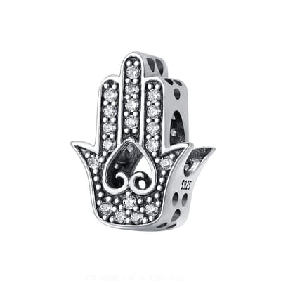 Hamsa hand van Fatima bedel | bedels voor armband | Fatima zirkonia bead | bedels beads cadeau | Zilverana | geschikt voor alle bekende merken | 925 zilver | moederdag