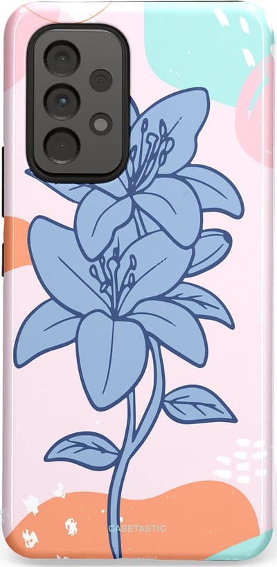 Casetastic hoesje geschikt voor Samsung Galaxy A53 (2022) 5G - Dubbellaagse bescherming - Roze Paarse Lelie Bloemen - Fashion Case - Wit Perzik Lichtblauw Mintgroen