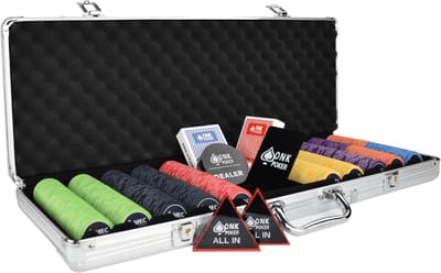 ONK Poker Keramische Pokertoernooi pokerset 500 poker chips compleet - pokerkoffer - pokersets - pokerfiches - pokerchips - poker kaarten - pokerkaarten - dealerbutton - all in button - cut card