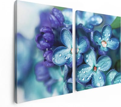 Artaza Canvas Schilderij Tweeluik Blauwe Lila Bloemen - Seringen - 120x80 - Foto Op Canvas - Canvas Print