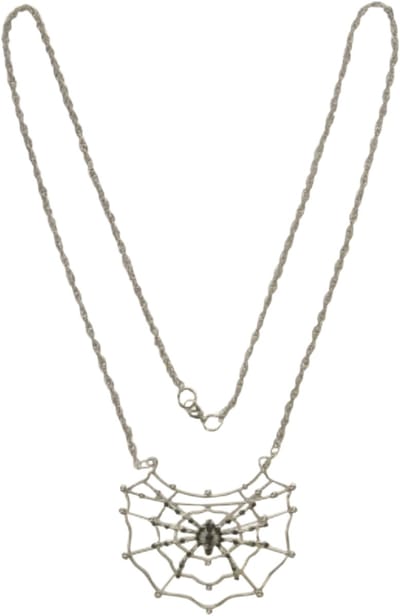 Halloween spinnenweb ketting - Spin - Spider - Verkleedaccessoires - 44,5 cm - Zilver/zwart