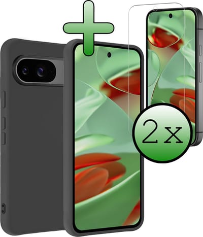 Hoesje Met 2x Screenprotector - Geschikt voor Google Pixel 9 - Sterk & Shockproof - Back Cover - Siliconen Case - Telefoon Hoes - Zwart