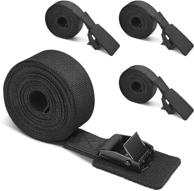 Set van 4 extra sterke spanbanden met bekleding – Verstelbare bevestigingsriemen voor dakkoffer, motorfiets en kajak (2 m)