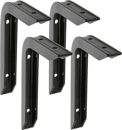 AMIG Plankdrager/planksteun van aluminium - 4x - gelakt zwart - H200 x B150 mm - heavy support - boekenplank steunen