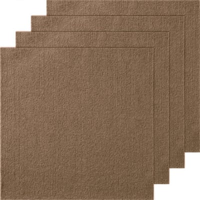 VEVOR Peel and Stick tapijttegels, 457x457mm, zelfklevende tapijttegels, zachte, zachte tapijttegels, doe-het-zelf installatie voor slaapkamer en woonkamer (10 stuks, donkerbruin)