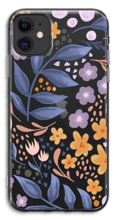 Case Company® - Hoesje geschikt voor iPhone 11 hoesje - Flowers with blue leaves - Soft Cover Telefoonhoesje - Bescherming aan alle Kanten en Schermrand