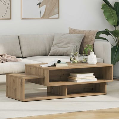 vidaXL - Salontafel - Artisan - Eiken - 105 - x - 50 - x - 32,5 - cm - Bewerkt - hout