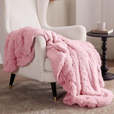 Pluizige Sherpa Deken voor Bank of Bed - Warm en Comfortabel 130 x 150 cm - Roze