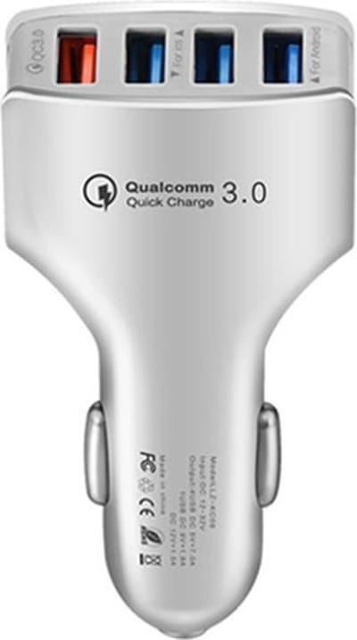 DrPhone QC5 Pro - 4 Poorten USB Lader - 12V/24V - Qualcomm 3.0 - 4 Poorten Auto lader – Auto Oplader - Voor Tablets / Smartphones - Wit
