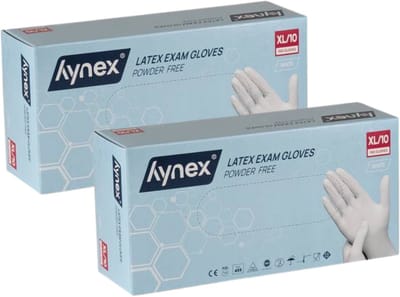 Hynex Latex Wegwerphandschoenen – Poedervrij - 5 gram – Wit – Maat XL – Set van 2 (2x100 stuks) – Comfort & Bescherming