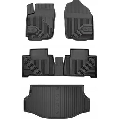 Frogum 77 & DryZone - Automattenset en Kofferbakmat - Geschikt voor Toyota RAV4 IV Hybrid (2015-2019) - Laser-fit Pasvorm - TPE Rubber - Geurloos