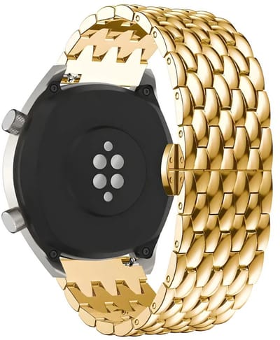 Innerlight® Brilliance - Goud - 20mm Smartwatchband - Metalen Smartwatchbandje - Metalen Horlogebandje geschikt voor Samsung Galaxy Watch 7 / 6 / 5 / Pro / 4 / 3 / Active 2 - Polar Ignite / Unite – Huawei - Garmin