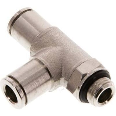 6mm x G1/8'' rechte hoek T-stuk Messing Insteekfitting Buitendraad Draaibaar NBR