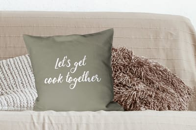 Sierkussens - Kussentjes Woonkamer - 50x50 cm - Spreuken - Let's get cook together - Quotes - Koken