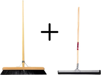 Synx Tools Paardenhaar 60 cm + Vloertrekker 35cm met Steel 150cm - Kamerveger – Vloerreiniger – Moppen – Zachte binnenbezem met steel 160cm