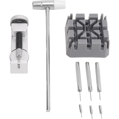 9-delige Horlogebandschakel Verwijdergereedschapset DIY Aanpassing Professionele Horlogereparatie Hamer voor Armbandaanpassing gray