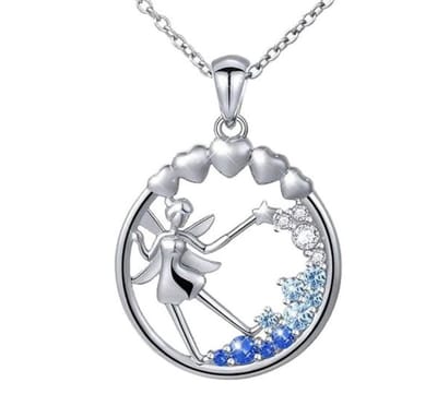 Bijoux by Ive - Ketting met hanger - Collier - Elfje met toverstaf en synthetische gekleurde steentjes
