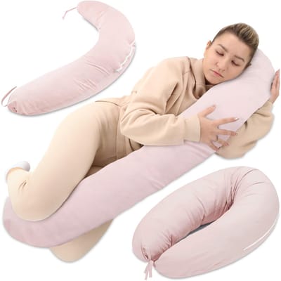 Unyqoos® Ergonomisch lichaamskussen voor zwangerschap en borstvoeding met katoenen hoes