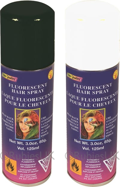 Haarverf/haarspray - 2x - wit/zwart - spuitbus - 125 ml - Carnaval/halloween