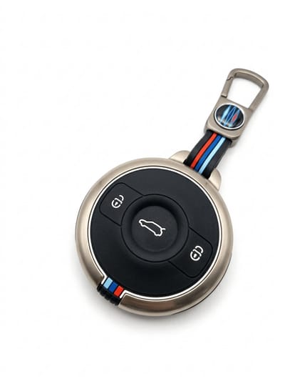 Autosleutel Hoesje geschikt voor Smart - Sleutelcover - Metalen Sleutelhoes - Accessoires - grijs