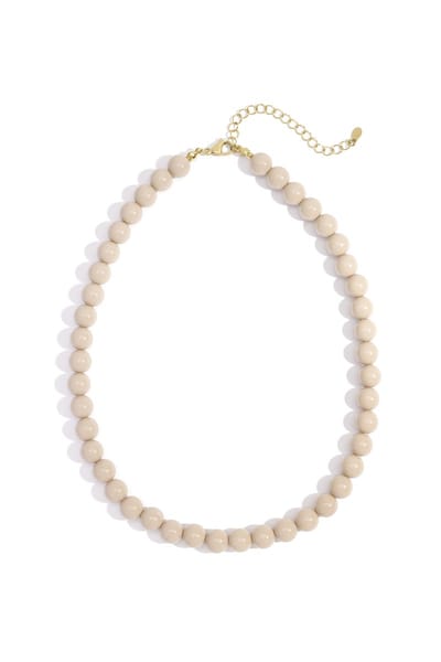 Yehwang - Kralenketting - Acryl & RVS (verkleurt niet) - Beige / Taupe - Snelle levering