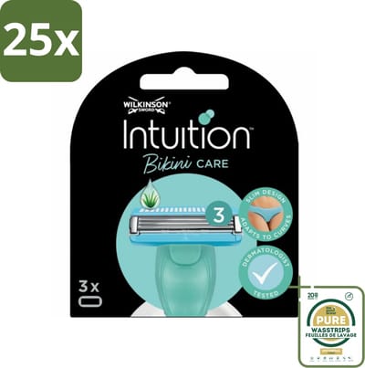25 x Wilkinson Intuition - Navulmesjes - Bikini Care Duo - Praktisch - 3 mesjes - Grootverpakking - Intieme Zone Scheren - Bikini Care - Gevoelige Huid Scheren - Navulmesjes - Scheren Voor Vrouwen
