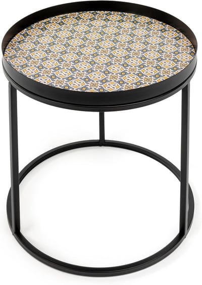 Ronde bijzettafel - Koffietafel metaal - Woonkamer decoratie - Eenvoudige montage - 30 x 35 cm - Zwart