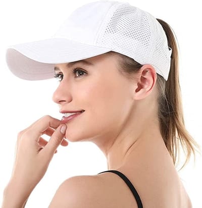 Dames Ponytail Baseball Pet - Sneldrogend Ademend Net Ponyhoed - Verstelbare Lichtgewicht UV Bescherming Sportpet voor Hardlopen Reizen Sportschool