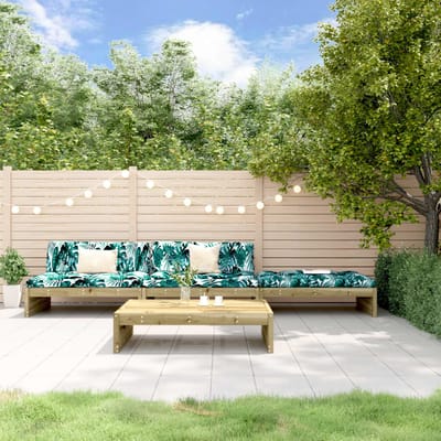 vidaXL - 4-delige - Loungeset - met - kussens - geïmpregneerd - grenenhout
