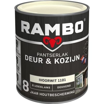 Rambo Pantserlak Deur & Kozijn Zijdeglans Dekkend - Goed Reinigbaar - Ivoorwit - 0.75L